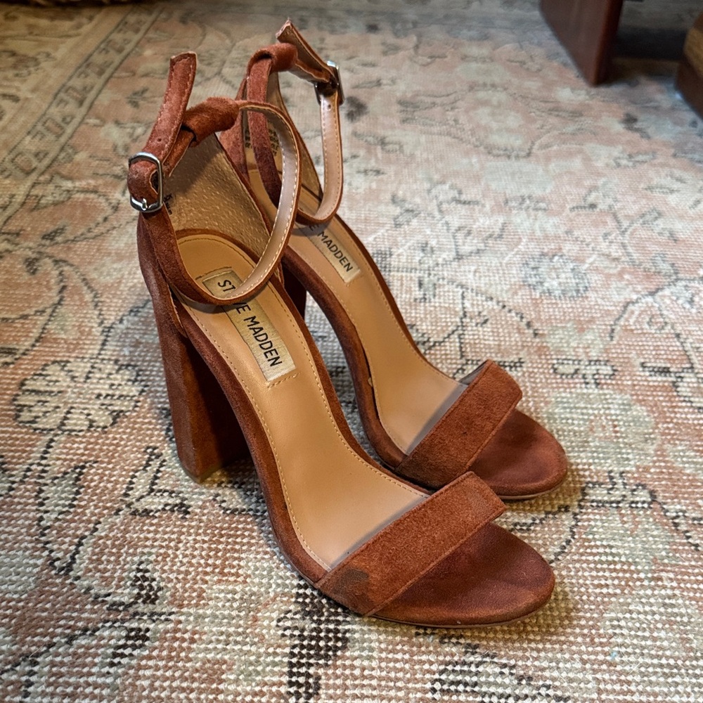 Steve Madden Tan Suede Block Heels